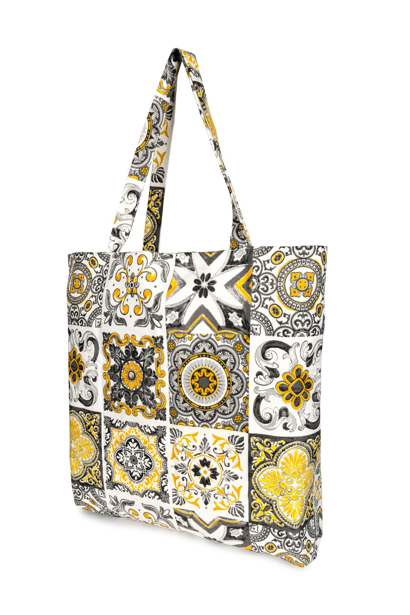 Beach and Makeup Bag Set Special Pattern Gray Yellow
