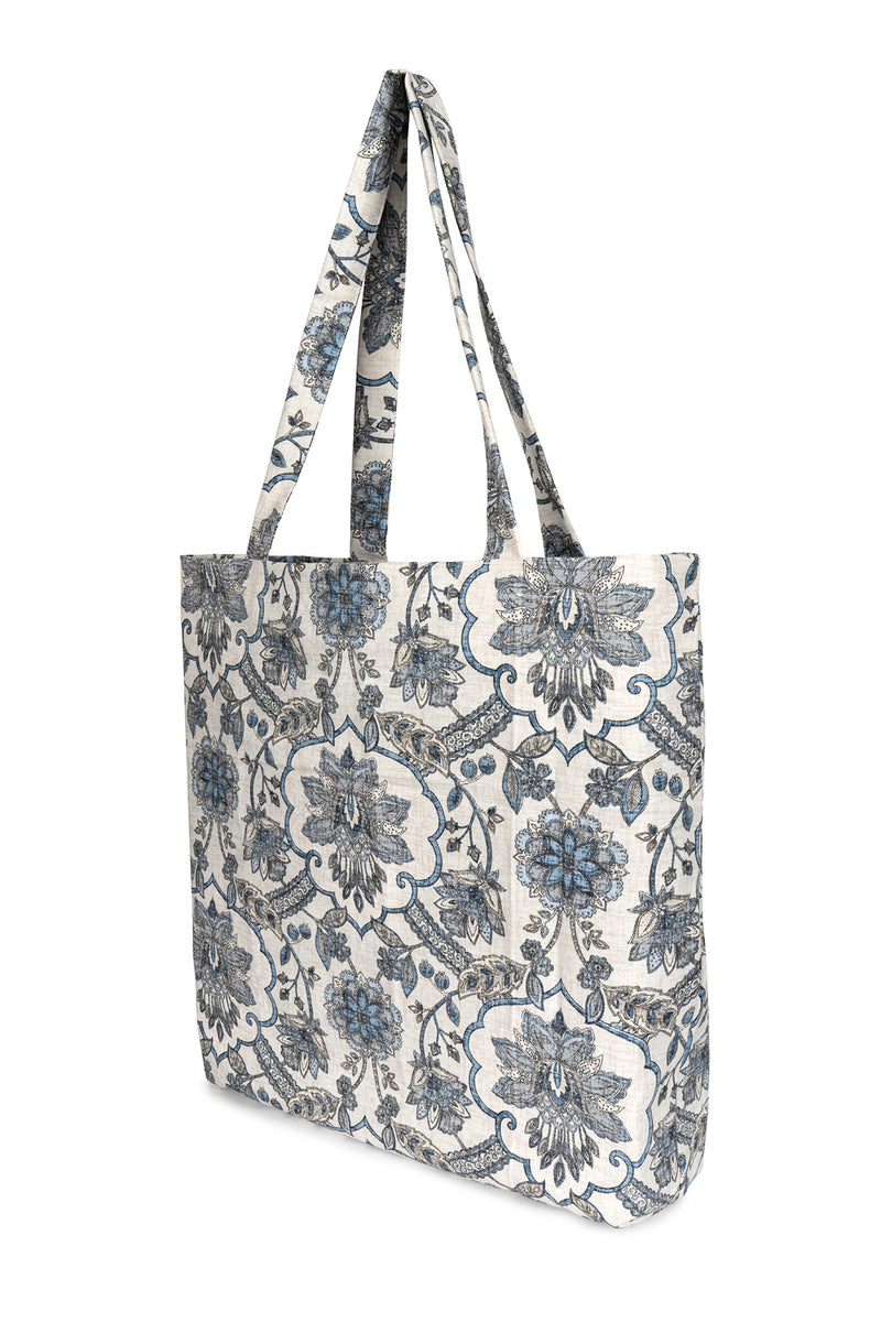 Beach and Makeup Bag Set Floral Pattern Blue